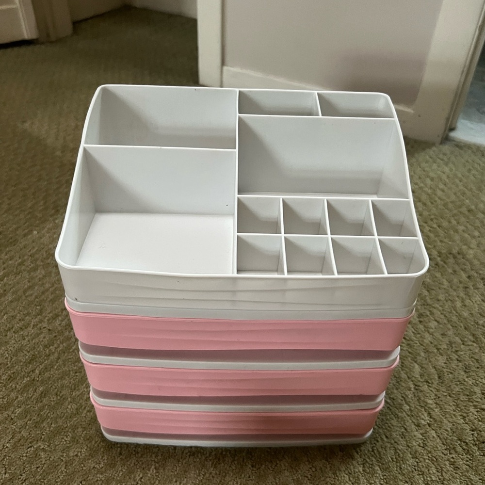 White and Pink Stackable Organizer